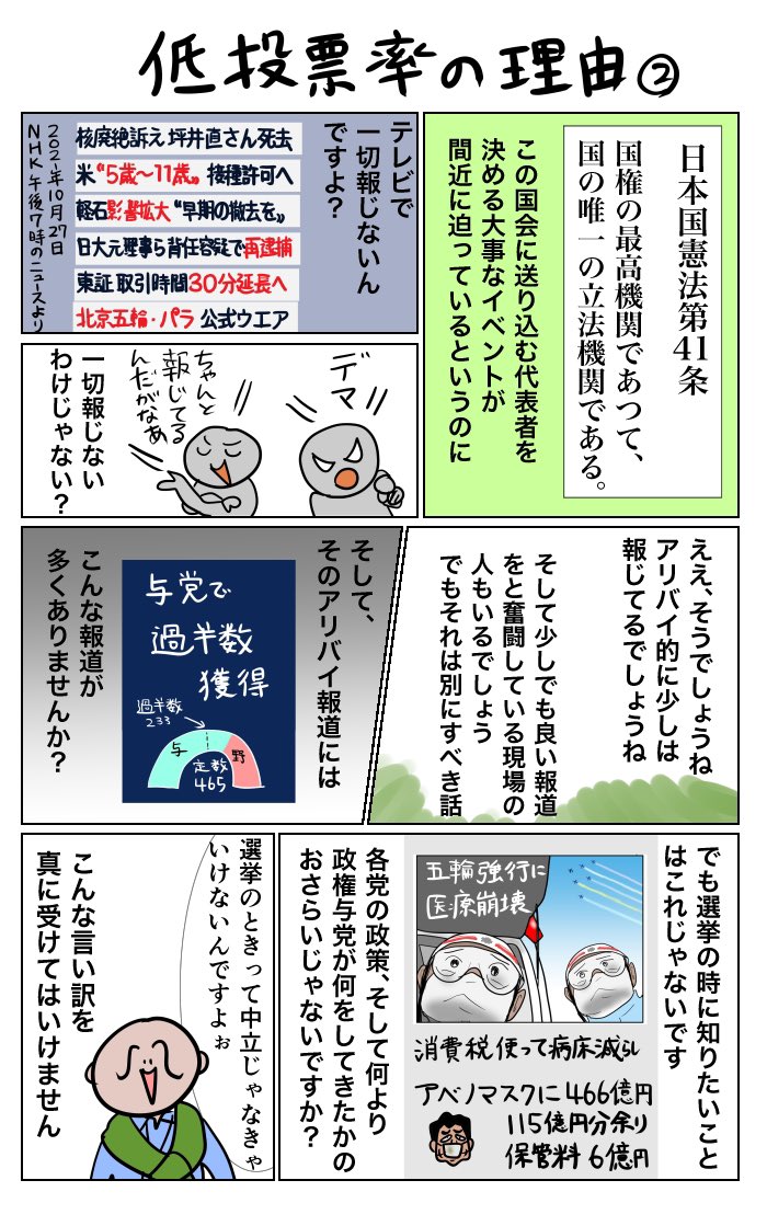 #令和の歴史教科書 
低投票率の理由 