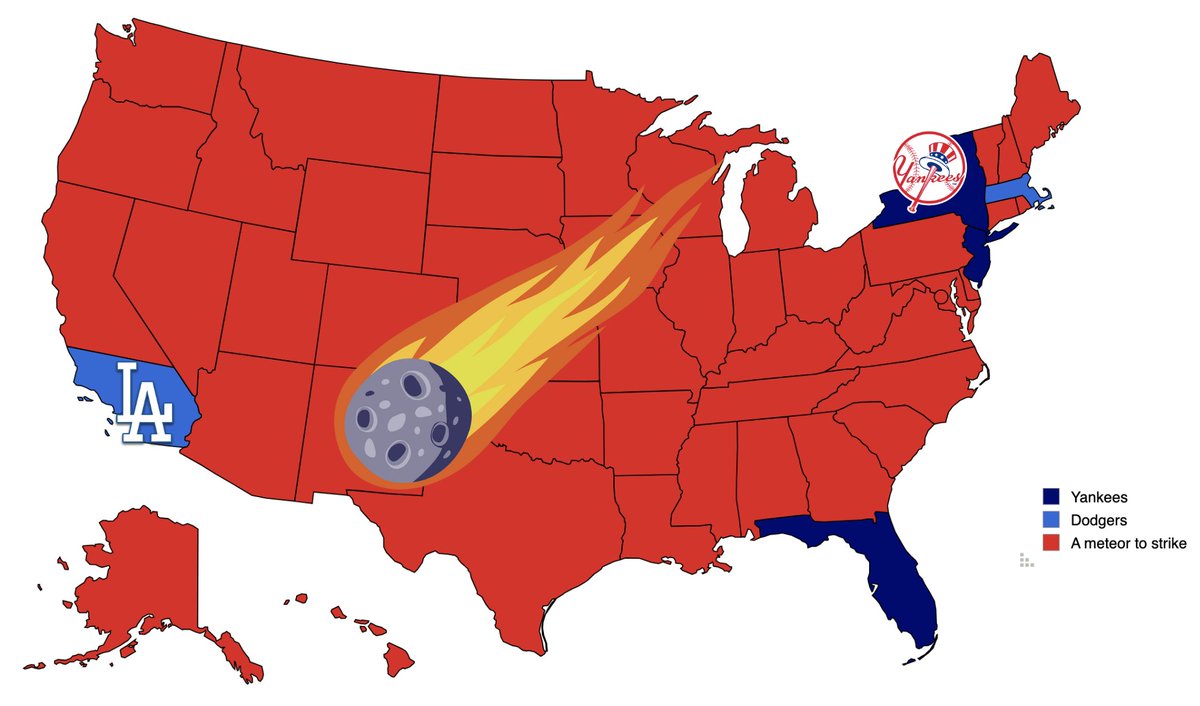 A map of who America is rooting for in the World Series: