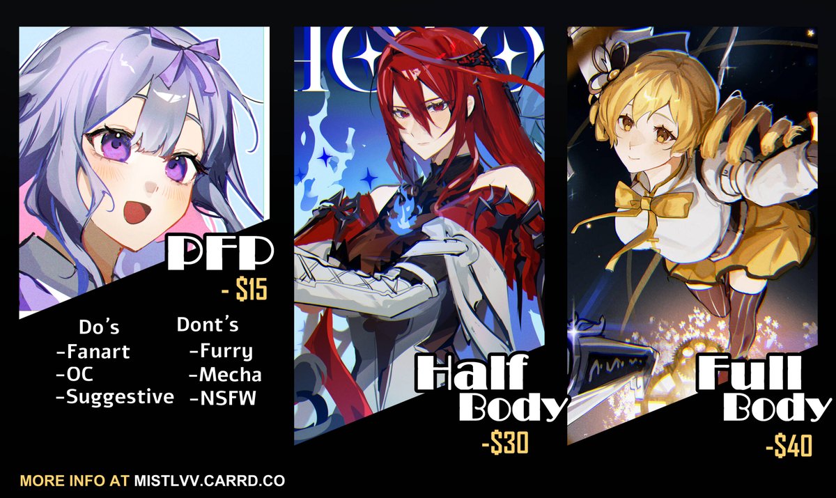 mistlvv's tweet image. Commissions, DM me if interested
more info at mistlvv.carrd.co &amp;lt;&amp;lt;