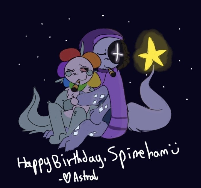 I came back from the dead to post this.

<a href="/spineywiney/">spineham</a> Happy birthday, friend of - years <3
#dandysworld #moonflower