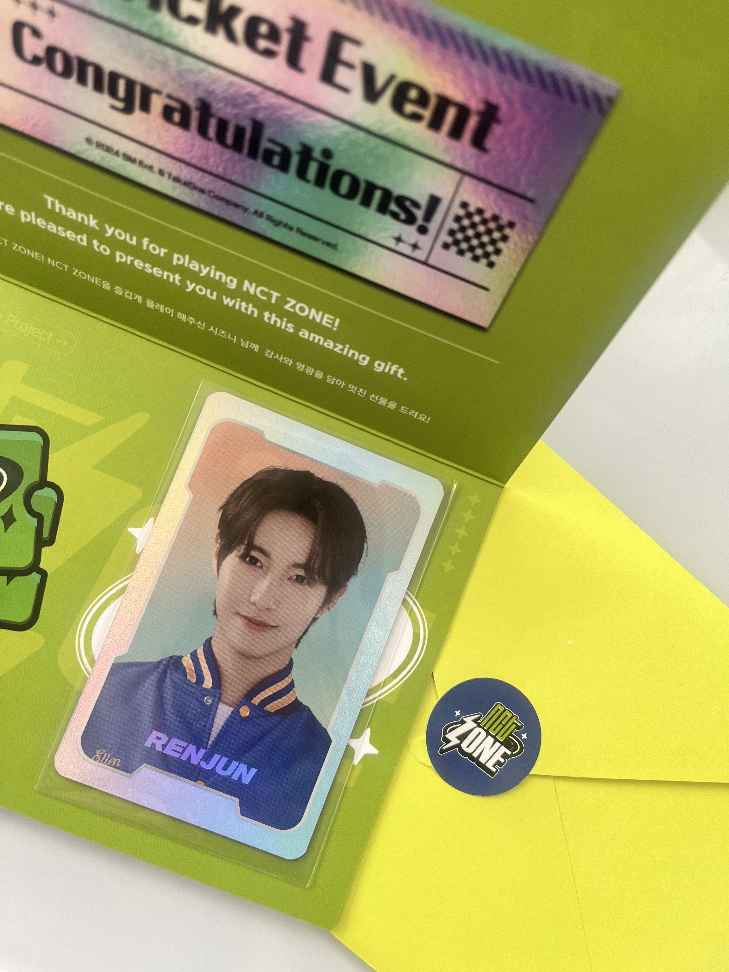 NCTZONE　ネオチケット　イベント　ロンジュン　当選　トレカ NCTZONEネオチケットイベントロンジュン当選トレカ