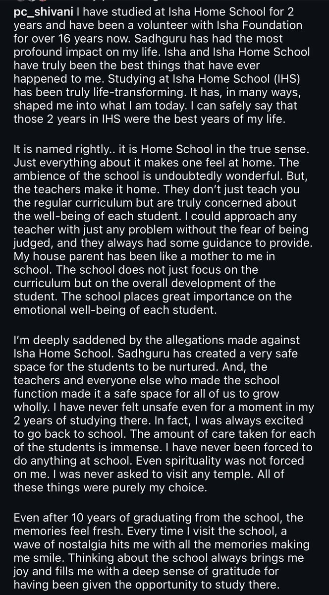 yoga_with_kush's tweet photo. Another Isha Home School alumnus speaks up for the Alma Mater 🙏🏼

#IshaClarifies #IshaHomeSchool #IshaFoundation https://t.co/9XfPrz6OeP