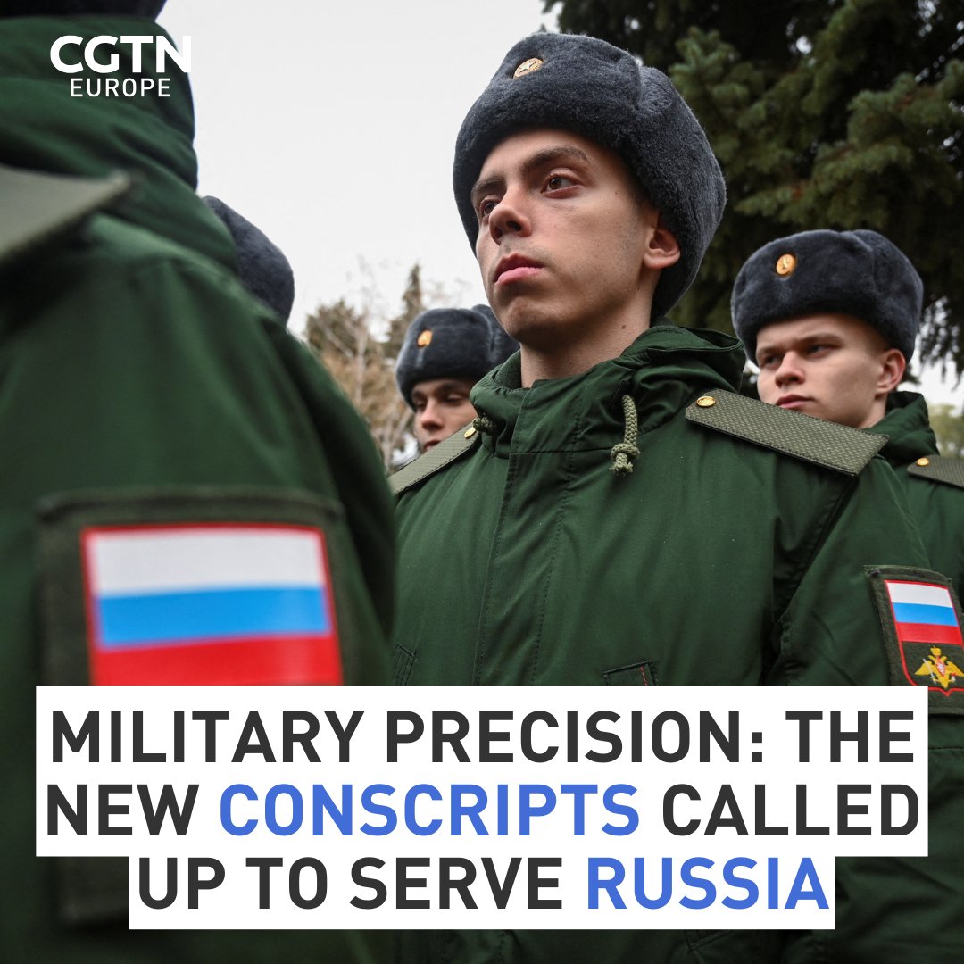 CGTNEurope's tweet image. Russian conscripts called up for military service line up before their departure for garrisons, in Bataysk in the Rostov region.

#Russia #Ukraine #conscripts #rostov