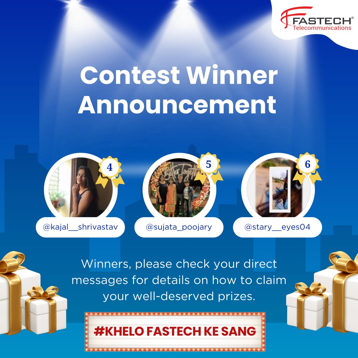 fastech_T's tweet image. Congratulations to #KheloFastechKeSang winners!! 
 
Kindly check your DM for Vouchers!📩 
Kindly claim them within a week!! 
 
A special thank you to everyone who participated and showed their support and enthusiasm! 🙌 

#FastechTelecommunications #ContestWinners