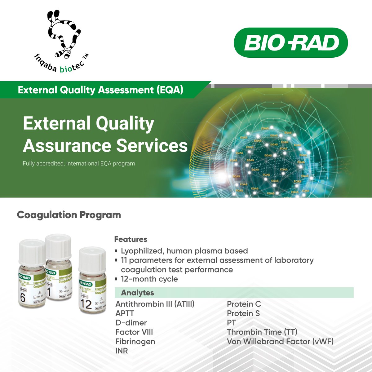 External Quality Assessment (EQA)

Hematology
Quality Controls

For more details or any other inquiring kindly reach out to Us: 
Email: karibu@inqababiotec.africa
Tel: +255 699 202 478
Web: inqababiotec.africa