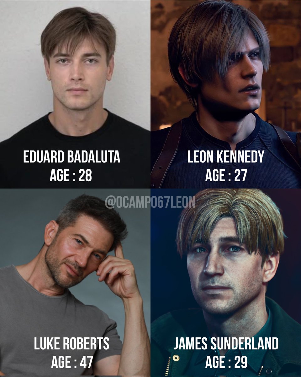 Scott06Strange's tweet photo. Horror Main Protagonists and Face Models have real age 

#REBHFun #ResidentEvil #ResidentEvil4Remake #SilentHill #SilentHill2Remake https://t.co/Sj0oSYtm15