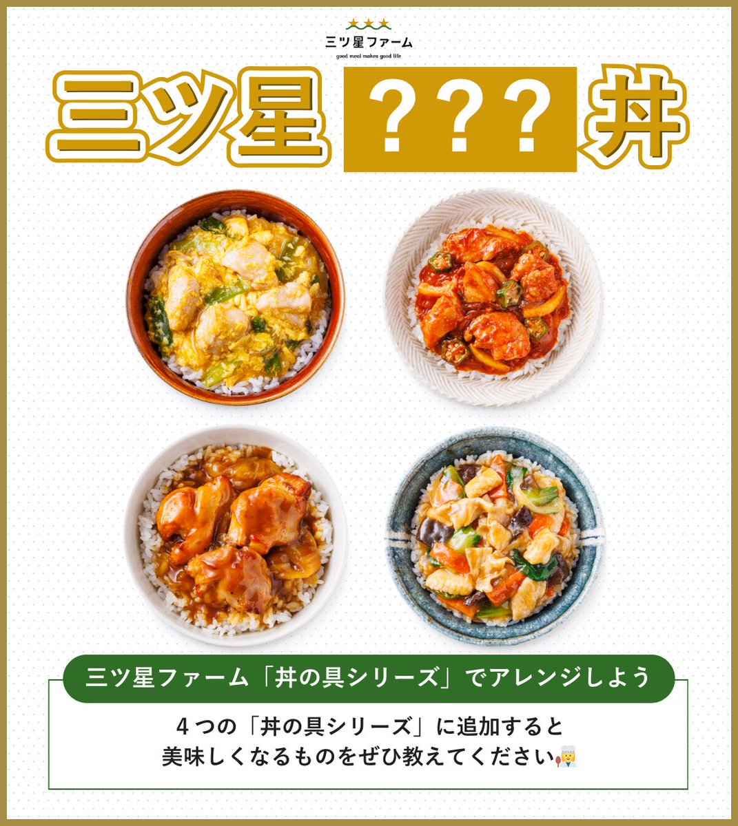 三ツ星「丼の具シリーズ」でアレンジしよう💡／ 4つの「丼の具