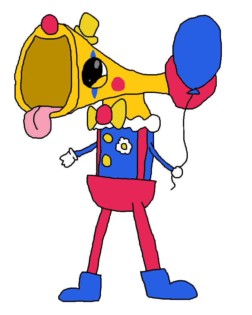 ThePalafin's tweet photo. To go with her I randomly made this horn birthday clown dude who's like her best friend 
His main job is to entertain kids at birthday parties, and you can tell that he LOVES his job 🤡📯

Occasionally he and the croissant mime entertain together

#ObjectsAtWork https://t.co/PtJcphfYBq
