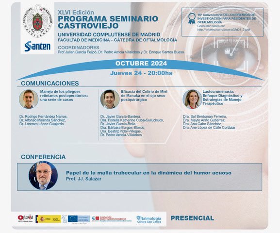 Os esperamos este jueves a las 20h en la primera sesión de la nueva (y van 46) edición del Seminario Castroviejo.