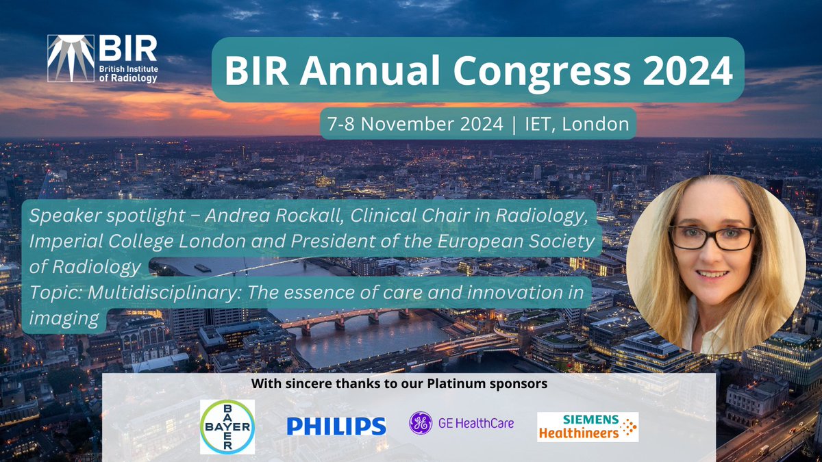 We look forward to hearing <a href="/andrea_rockall/">Andrea Rockall</a> of <a href="/myESR/">myesr</a> discuss Multidisciplinary: The essence of care and #innovation in #imaging. Book your place at our Annual Congress now: bit.ly/BIRAC24