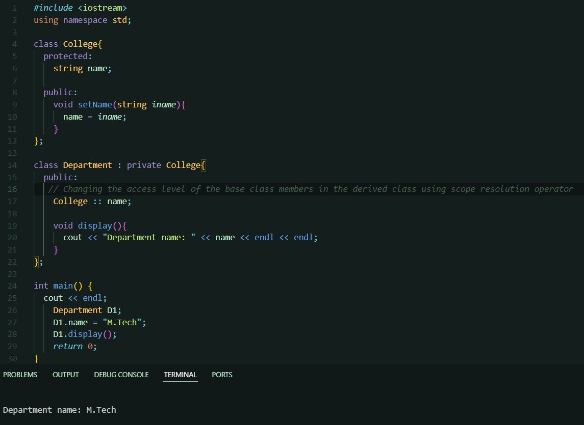 Tarang_Kumar70's tweet image. Day 36 of my #100DaysOfCode in C++!
Practiced the this pointer to access private member
Understood accessing base class members and changing access levels
Learned how constructors and destructors are called during inheritance
#CPlusPlus #LearnProgramming #devjourney #coding #OOPS