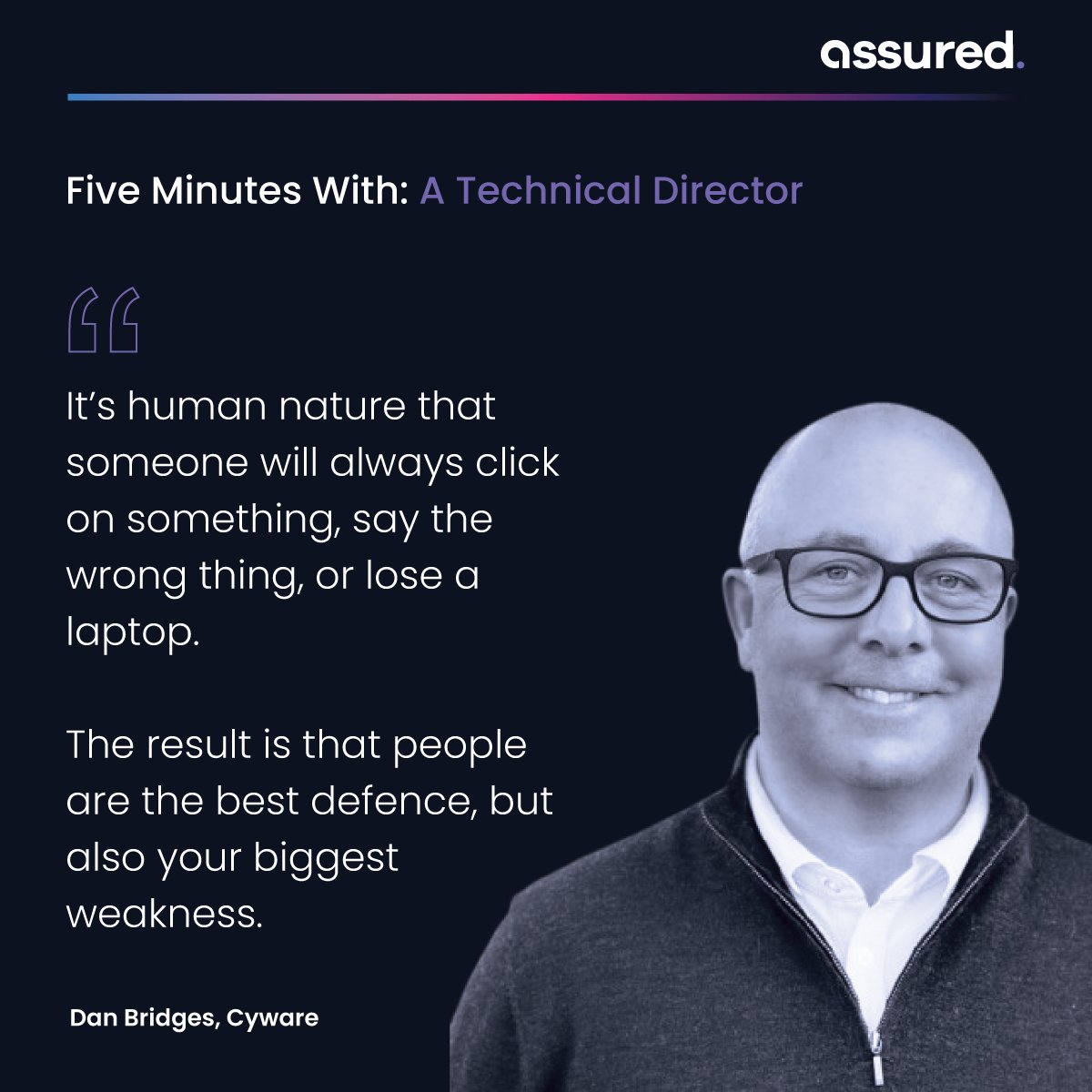 Cybersecurity isn’t complicated, and it’s not always  interesting and glamorous, admits Dan Bridges, Tech Director <a href="/CywareCo/">Cyware</a> but the satisfaction from helping organisations solve security challenges makes it all worthwhile.

Check out the interview. assured.co.uk/2024/five-minu…