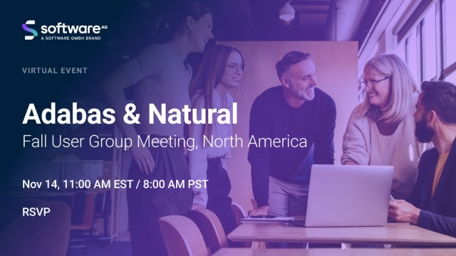 RomanoTesone's tweet photo. Join us on Thursday, November 14, 2024, for the Adabas &amp; Natural Fall User Group Meeting for North America! This is your chance to learn from industry leaders and product experts. https://t.co/R5XOUz0yC6 https://t.co/P8nx5FF7kT https://t.co/O7QBRmk4jV