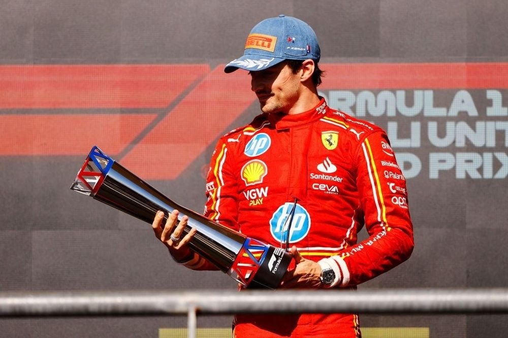 CULTLECLERC's tweet photo. Charles Leclerc is now the 7th driver to be DSQed from a race and then win it the very next year. 

This has happened 8 times since 1950:
Hunt GBR 1977
Piquet BRA 1983
Prost SMR 1986
Mansell POR 1990
Mansell POR 1992
Schumacher BEL 1995
Coulthard BRA 2001
Leclerc USA 2024 https://t.co/JOCtxRzEI8