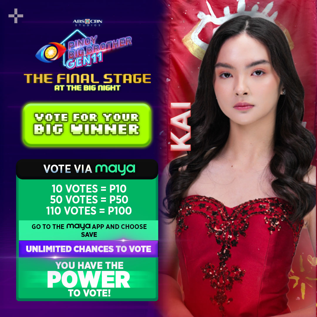 PBBabscbn's tweet photo. Si Kai ba ang BIG WINNER mo? ❤️

Mga Kapamilya and Team Online, you have the unlimited power to vote!

1. Go to Maya and tap the PBB icon.
2. Select the Housemate to Save.
3. Confirm your vote!

#PBBGen11 https://t.co/zmOhrs2bKe