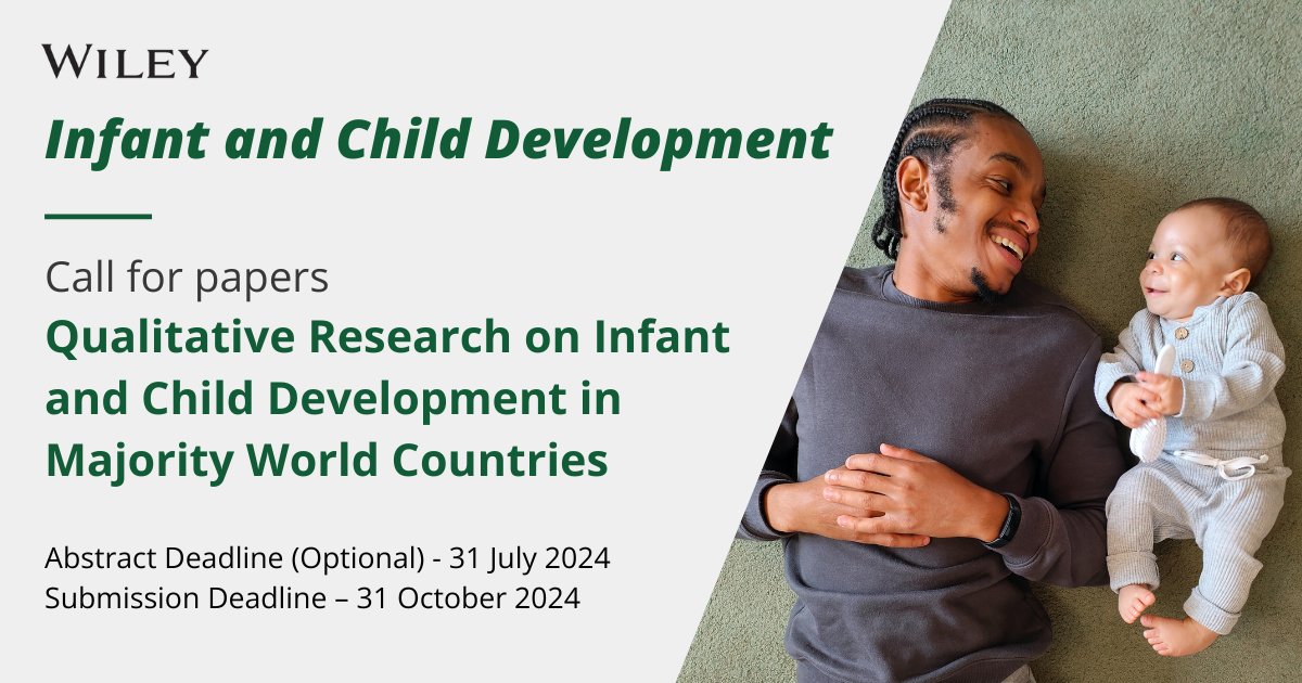 Wiley Psychology (@wileypsychology) on Twitter photo Last chance to submit to Infant and Child Development's upcoming Special Issue.
Guest Edited by <a href="/DrCathD/">Catherine Draper</a>, this issue focuses on inclusive research from Majority World countries and the importance of qualitative studies.
🗓️ Deadline: 31 Oct
Submit now 🔗 ow.ly/Z0BI50TPwYQ Last chance to submit to Infant and Child Development's upcoming Special Issue.
Guest Edited by <a href="/DrCathD/">Catherine Draper</a>, this issue focuses on inclusive research from Majority World countries and the importance of qualitative studies.
🗓️ Deadline: 31 Oct
Submit now 🔗 ow.ly/Z0BI50TPwYQ