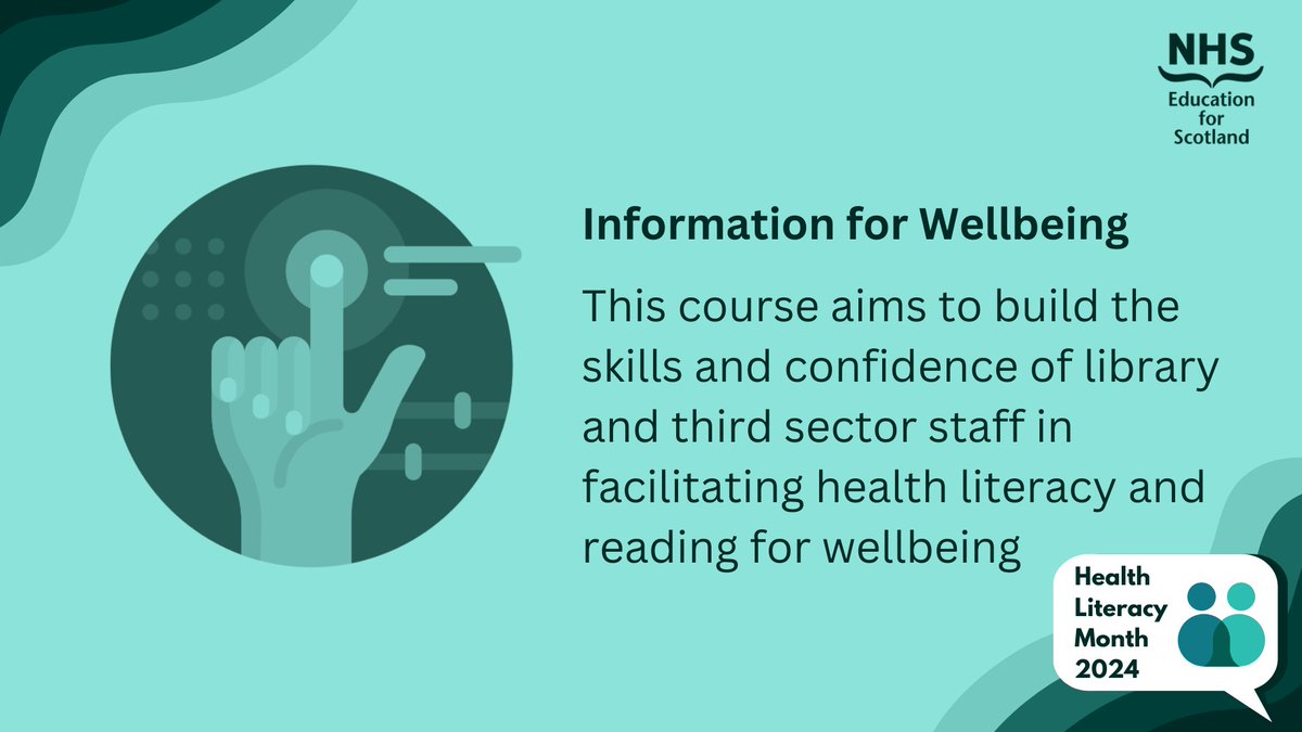 This Information for Wellbeing course aims to build the skills and confidence of library and third sector staff in facilitating health literacy and reading for wellbeing. Check it out on the Right Decision Service site: rightdecisions.scot.nhs.uk/infoforwellbei… #HealthLiteracyMonth