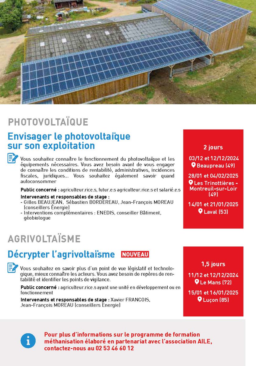 La sobriété énergétique est un enjeu pour les exploitations agricoles ! Les formations énergie de la Chambre d'agriculture vous accompagnent : maitriser vos consommations, substituer ou produire votre énergie.
📌A découvrir dans ce dépliant ou sur notre site (thématique Energie)