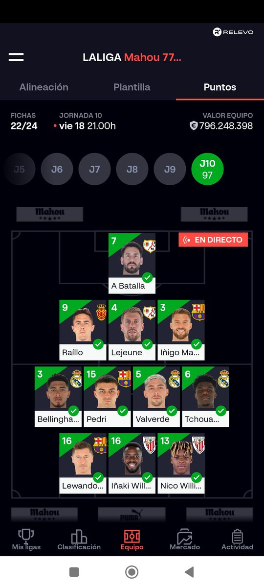 No ha estado mal la jornada 10 del fantasy