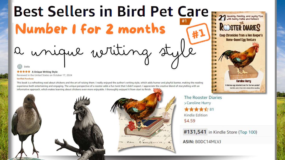 HyggeQueen1's tweet photo. WOW! Over 80 reviews and still #1 on Amazon Kindle for 2 months straight! ππ₯ #BookNerdGoals #RoosterDiaries #AmazonTopSpot Also available as an audiobook read by Stephen Dalton. Check it out here https://t.co/UWU6hn0pjS https://t.co/T5McFxDNVx