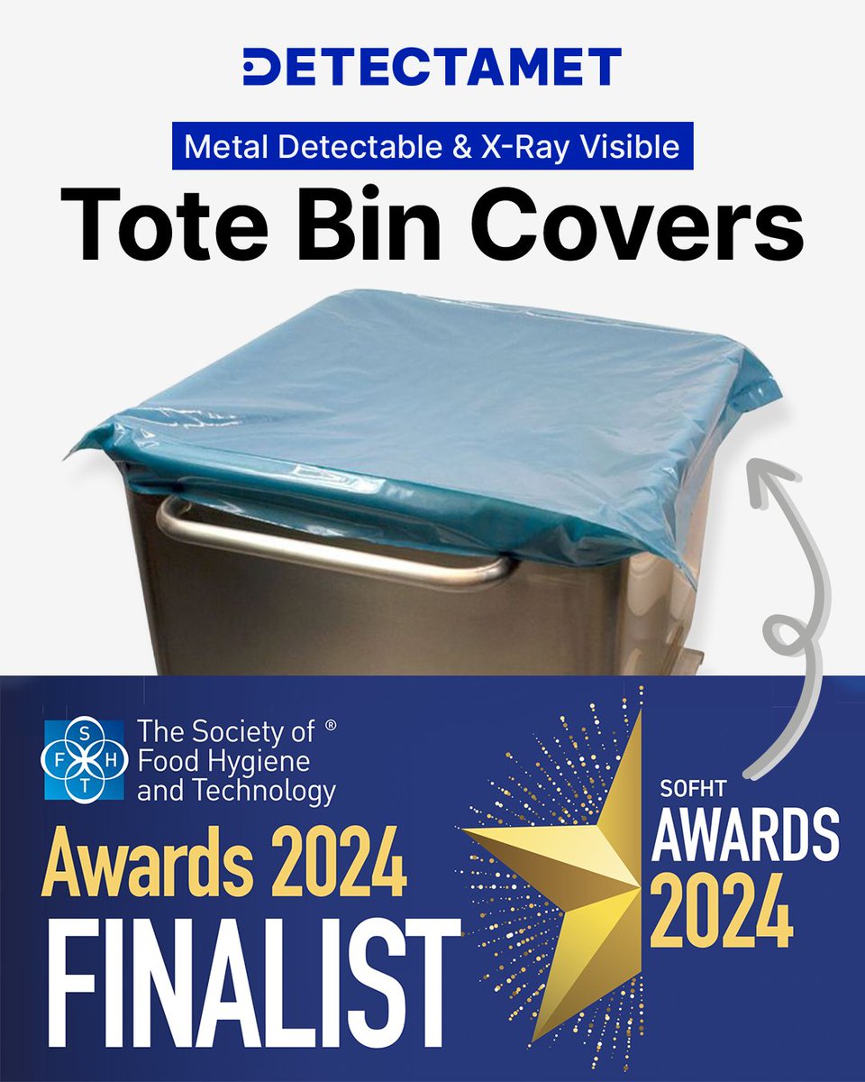 Detectamet's tweet image. We’re thrilled to announce our Metal Detectable &amp;amp; X-Ray Visible Tote Bin Covers are finalists in the #SOFHTAwards 2024 for Best New Product! 🏆

Thanks to @sofhtb78 for recognising our commitment to #foodsafety innovation. bit.ly/3Ugef5M

#Detectamet #MetalDetectable