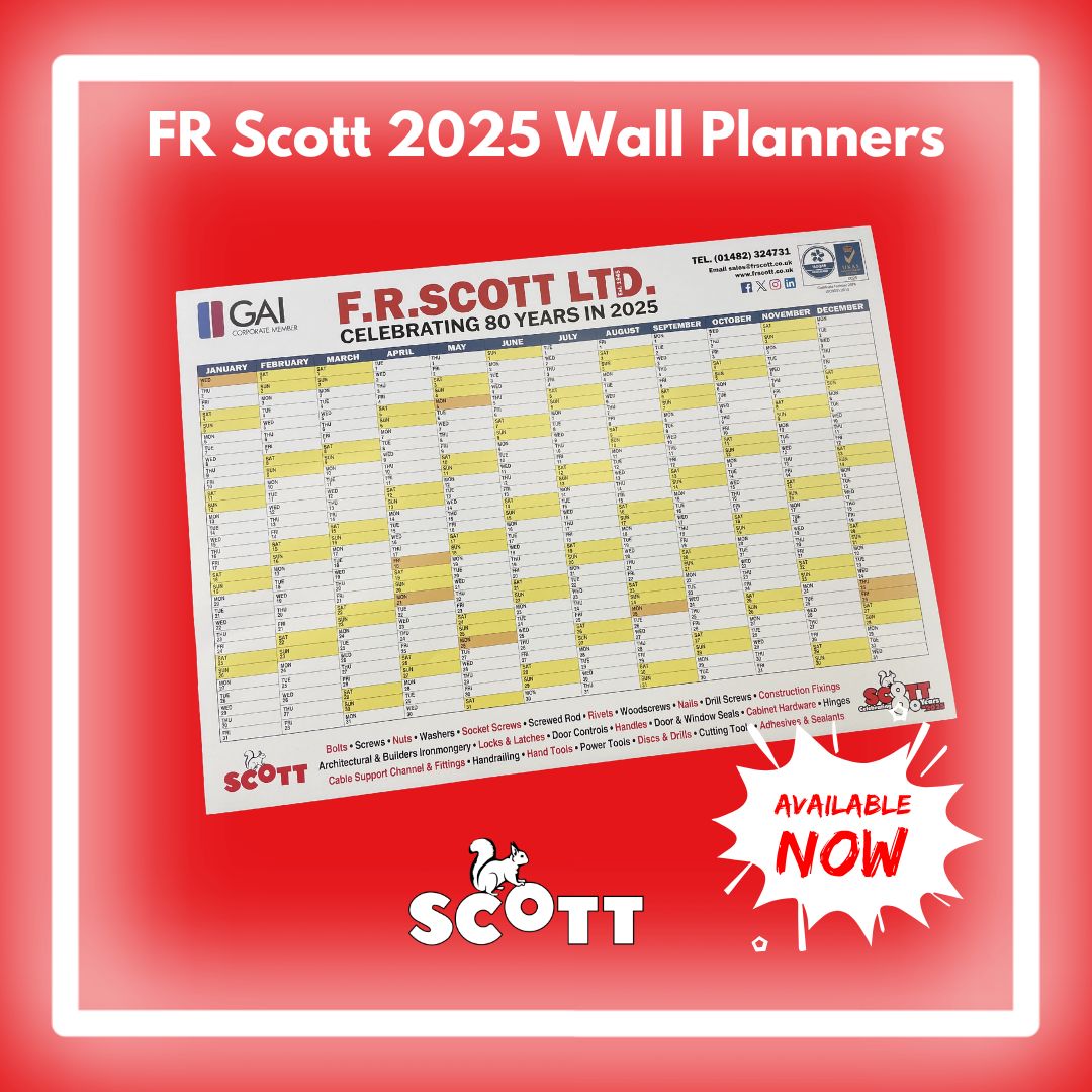 F R Scott Limited (@frscottltd) on Twitter photo Our popular wall planners are in, available free to customers from our trade counter.
We will also be delivering them to our account customers who want them over the next few weeks.
They are very popular so if you want one, drop us an email sales@frscott.co.uk
#fixings Our popular wall planners are in, available free to customers from our trade counter.
We will also be delivering them to our account customers who want them over the next few weeks.
They are very popular so if you want one, drop us an email sales@frscott.co.uk
#fixings