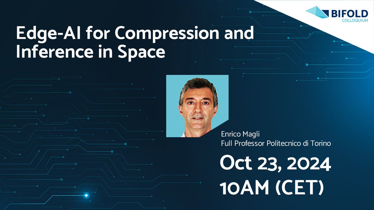 BIFOLD Colloquium: Join Enrico Magli. His talk "Edge-AI for Compression and Inference in Space" will review the scenario of Edge-AI and present recent developments in AI-based compression and inference. 

Oct 23, 2024
10 AM
Berlin, onsite only

Details: bifold.berlin/news-events/ev…