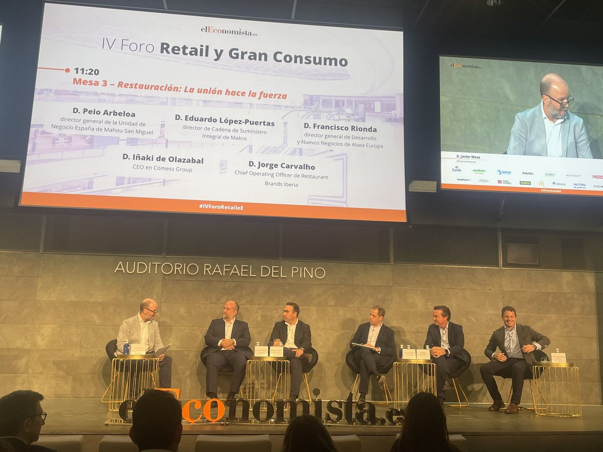 Adriana Bonezzi (@adrianabonezzi) on Twitter photo Mesa sobre #restauracion en el #IVforoRetaileE del <a href="/elEconomistaes/">elEconomista.es</a>
Grandes <a href="/MdRestauracion/">Marcas de Restauración (MDR)</a> hablando de #inversion #empresa #empleo #costes #distribución y sobre todo #liderazgo y relación con #consumidor Mesa sobre #restauracion en el #IVforoRetaileE del <a href="/elEconomistaes/">elEconomista.es</a>
Grandes <a href="/MdRestauracion/">Marcas de Restauración (MDR)</a> hablando de #inversion #empresa #empleo #costes #distribución y sobre todo #liderazgo y relación con #consumidor