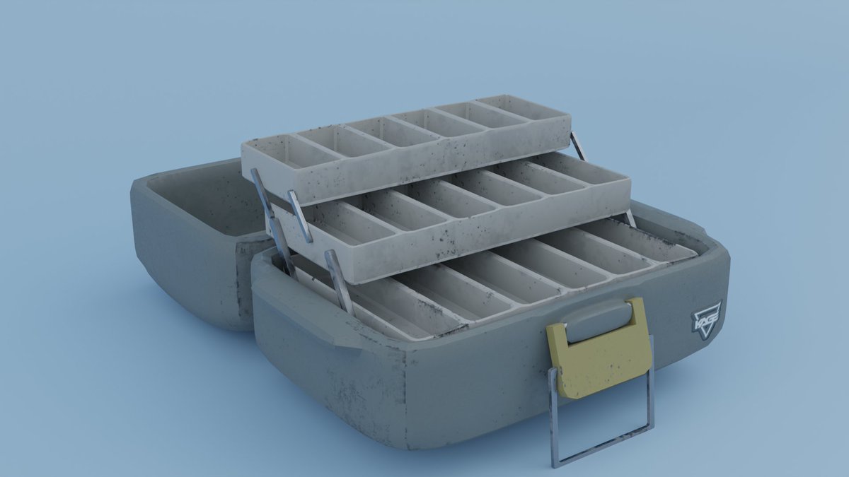 Kagekitbot's tweet photo. An extremely simple(lazy) tacklebox to go with the fishing pole. Think the most time consuming part was rendering the animation :P
#blender #3Dmodel https://t.co/nMcXJFY5Mj