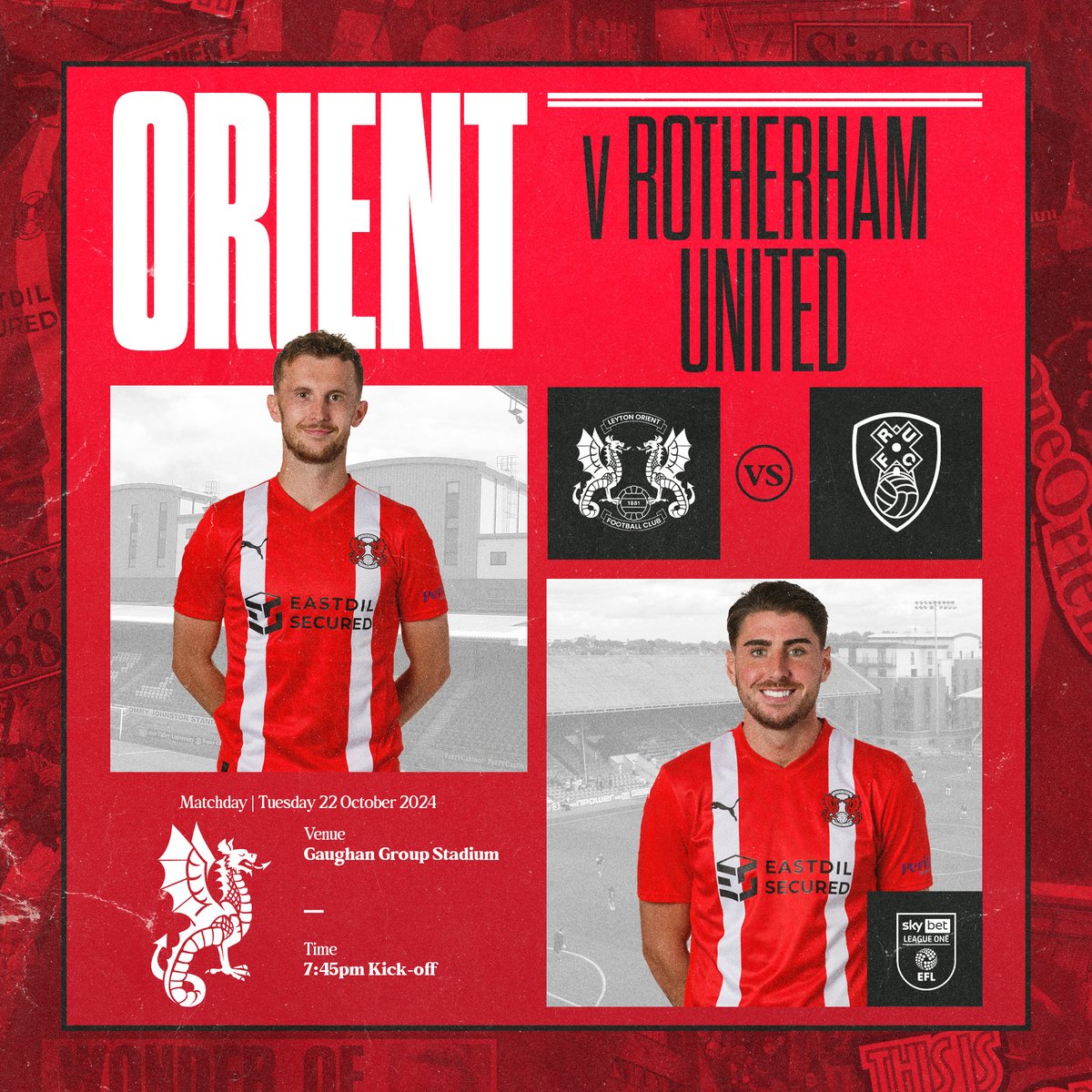 Back at home this evening! 🏡

We return to <a href="/GaughanGStadium/">Gaughan Group Stadium</a> tonight, with Rotherham United making the trip to East London.

#LOFC #OneOrient