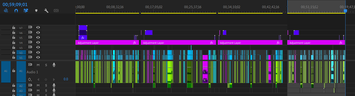 I've been working on a lot of podcast videos recently and thought I'd share this timeline of a current project.

This is a WIP of a 4 episode show that I'm working on for a client - timeline is 99% good to go - the only thing I'm waiting on is assets required to finish. (FYI