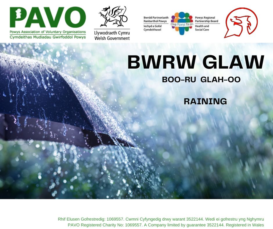 Ymadroddiad addas ar gyfer y tywydd! 
A phrase this week that could be used often! 

#ycynnigrhagweithiolpowys #theactiveofferpowys #dysgucymraeg #powys #bwrwglaw #tywydd