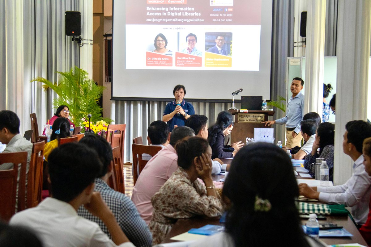 ckscambodia's tweet image. On Oct 17-18, #CKS held a #workshop, “Enhancing Information Access in Digital Libraries”, to provide participants with practical tools to overcome challenges to expand their library’s #digitalresources, foster community engagement, and provide reliable, evidence-based content.