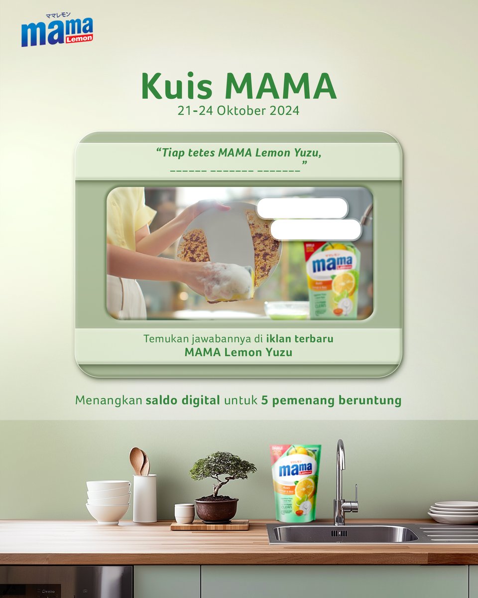 Temukan jawaban untuk #KuisMAMA kali ini dari menonton TVC terbaru MAMA Lemon Yuzu di YouTube dan dapatkan kesempatan memenangkan saldo digital total @ Rp 500.000,- untuk 5 orang pemenang 😍