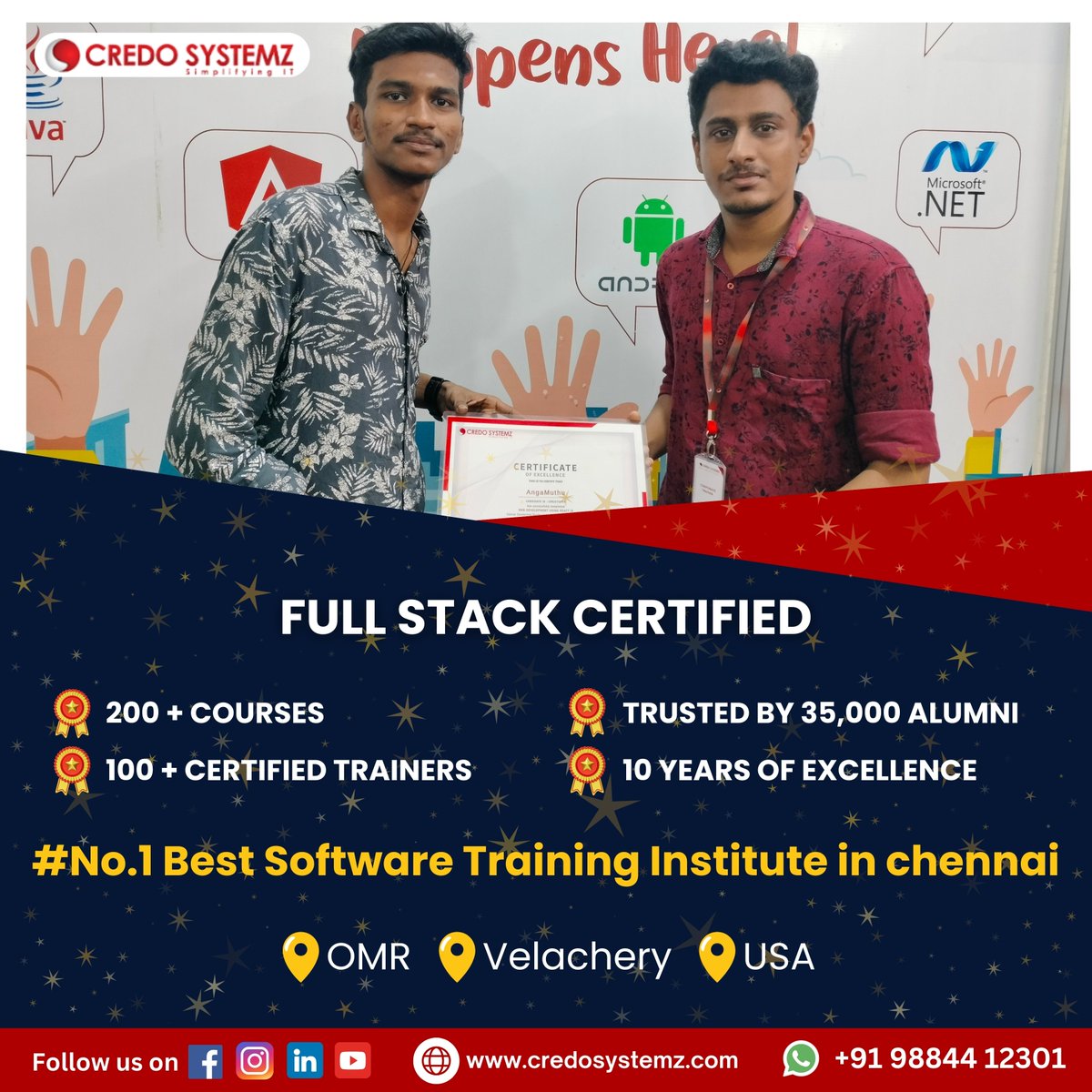 credosystemz's tweet image. Celebrating our #CertifiedCandidate
#CourseCompletion #Fullstackprogram #PlacementGuarantee
#𝗡𝗼.𝟭 𝗕𝗲𝘀𝘁 𝗦𝗼𝗳𝘁𝘄𝗮𝗿𝗲 𝗧𝗿𝗮𝗶𝗻𝗶𝗻𝗴 𝗶𝗻𝘀𝘁𝗶𝘁𝘂𝘁𝗲 𝗶𝗻 𝗰𝗵𝗲𝗻𝗻𝗮𝗶
➡️ Ready to advance your career? Learn cutting-edge technology for a successful career!