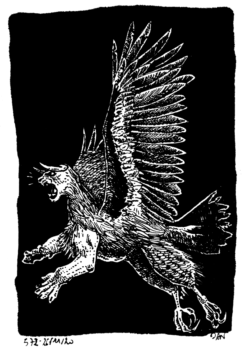 Anzû—depicted as either a giant eagle or a lion-headed eagle—is the personification of thunder clouds &amp; the southern wind in Mesopotamian myth. Born of the primordial waters of Apsu, Anzû started a war when he stole the Tablet of Destinies from the god Enlil. #MythologyMonday