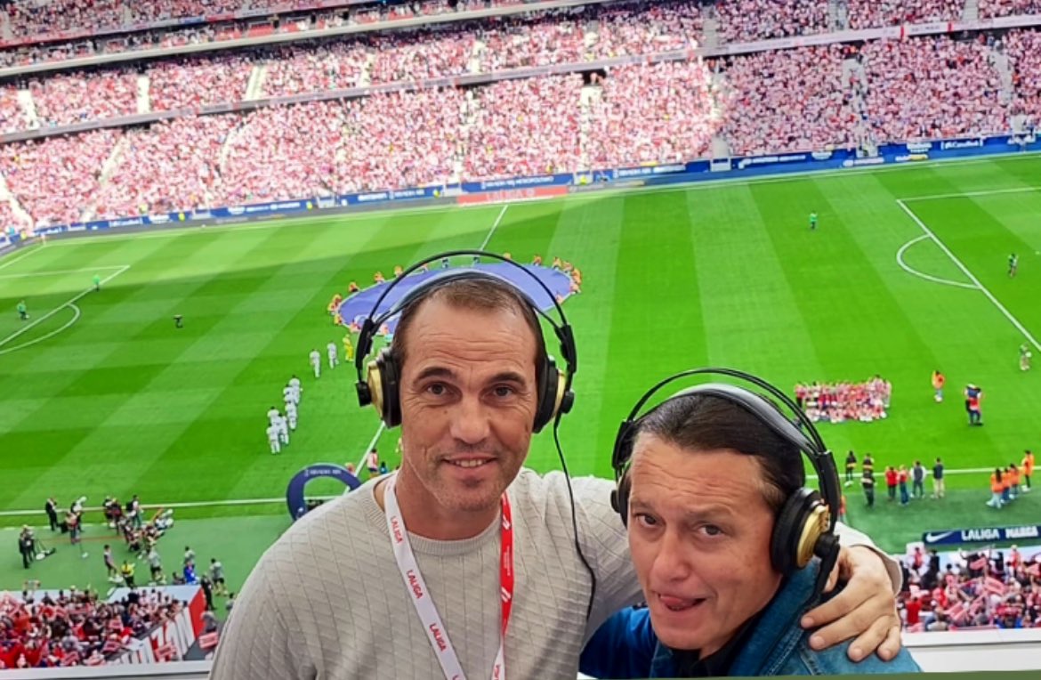 Ayer se reencontraron en el campo convertidos en los mejores comentaristas de <a href="/telemadrid/">Telemadrid</a> en <a href="/ondamadrid/">Onda Madrid</a> desde el #metropolitano 
Recordando cuando estuvieron en el <a href="/CDLeganes/">C.D. Leganés</a> y <a href="/Atleti/">Atlético de Madrid</a>  respectivamente y en el  <a href="/Merida_AD/">A.D. Mérida</a> juntos. 
 #FelizLunes