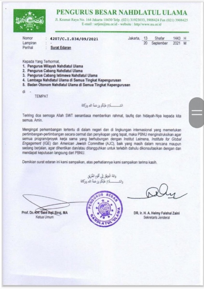 erlanishere's tweet photo. Tambahan info:
PBNU sudah melarang berbagai bentuk kerjasama dan proyek dengan AJC sejak 2021. https://t.co/idowe0aRS8
