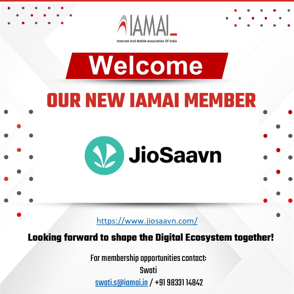 IAMAIForum's tweet image. We’re excited to welcome JioSaavn to the IAMAI community!

Explore more at jiosaavn.com and enjoy the joy of music without limits. 🎶

Join us in celebrating JioSaavn's membership in IAMAI!

#JioSaavn #IAMAI #MusicApp #AudioEntertainment #UnlimitedMusic #NewMember