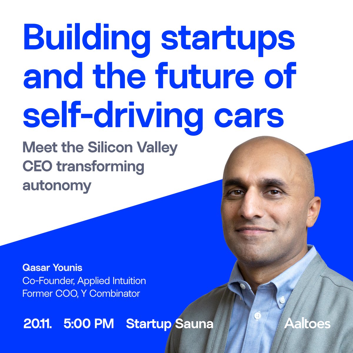 Guess who scaled a startup acquired by Google in just five months, was COO of Y Combinator, and now has built a $6 BILLION company transforming autonomous vehicles for customers like Porsche 🐎 and Toyota? 🚘

Join us for a fireside chat with Qasar Younis, Co-founder &amp; CEO of