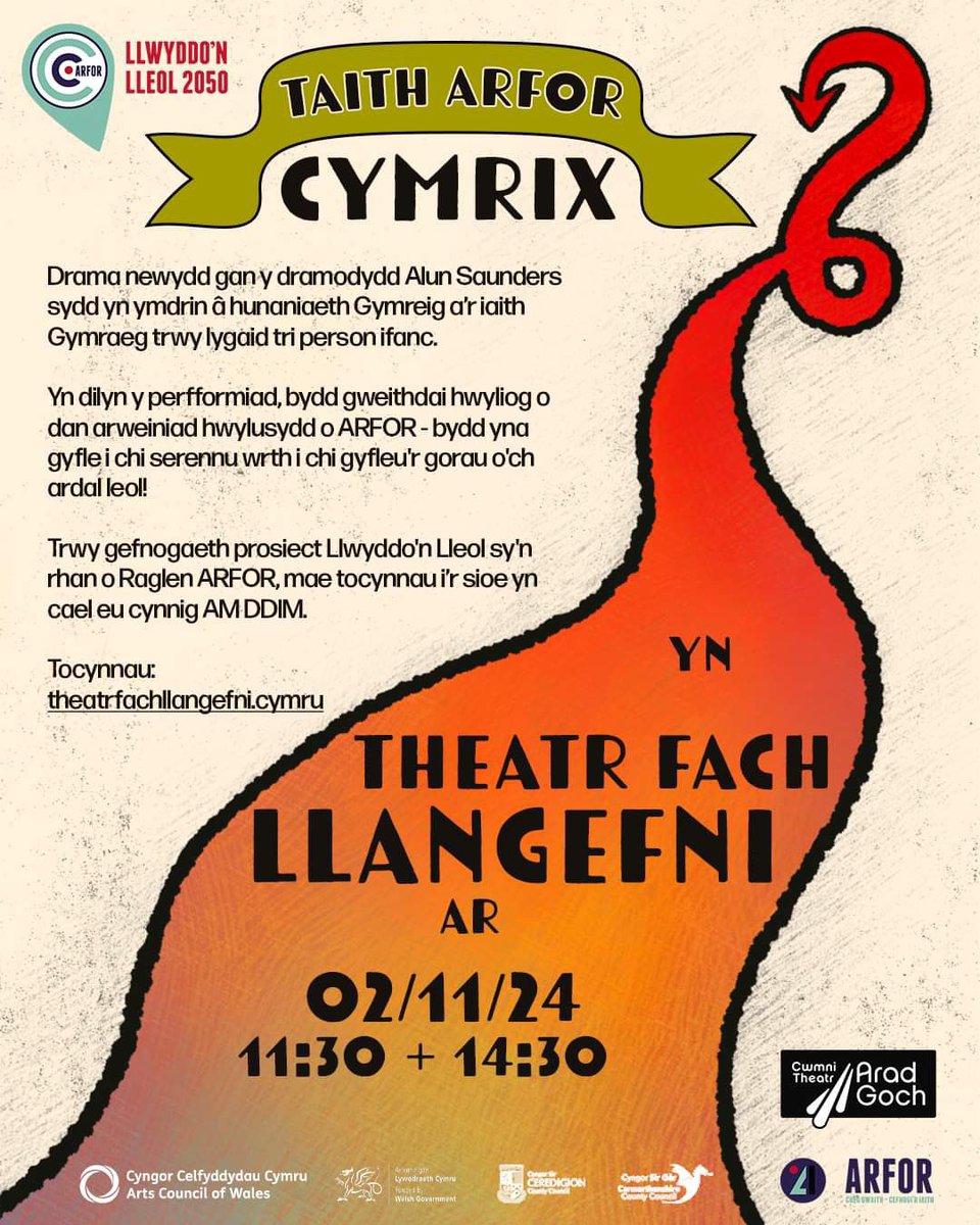 🎭 Taith ARFOR - Sioe ‘Cymrix’ yn cyrraedd Llangefni! 

Mae Taith ARFOR - Cymrix yn ddigwyddiad i’r teulu cyfan sydd yn ymdrin â hunaniaeth Gymreig a’r iaith Gymraeg trwy lygaid tri pherson ifanc.  
 
🎟️ theatrfachllangefni.cymru/digwyddiadau

*Yn addas ar gyfer plant 7+