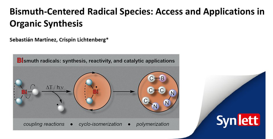 SYNLETT Journal (@synlett_journal) on Twitter photo Interested in #Bismuth radicals? Check out this account by <a href="/LabLichtenberg/">LichtenbergLab</a> at the #UniMarburg exploring the synthesis, reactivity and catalytic applications of Bismuth radicals.
Read more 👉 thieme-connect.com/products/ejour… Interested in #Bismuth radicals? Check out this account by <a href="/LabLichtenberg/">LichtenbergLab</a> at the #UniMarburg exploring the synthesis, reactivity and catalytic applications of Bismuth radicals.
Read more 👉 thieme-connect.com/products/ejour…
