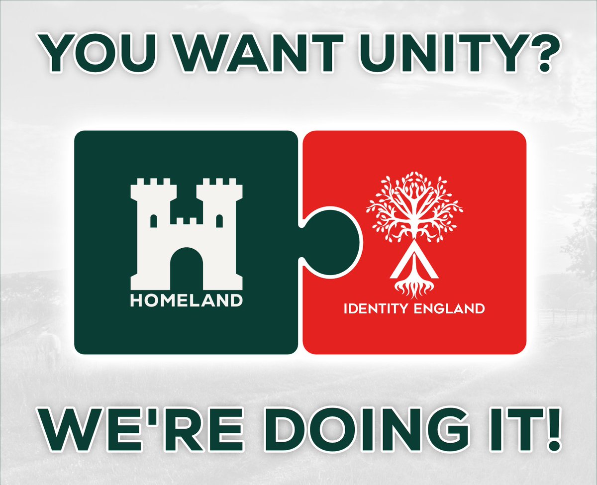 JoinHomeland's tweet image. *Major Announcement*

Identity England activists have come to the decision to request a merger with the Homeland Party.

We are pleased to announce that after talks, the National Council of the Homeland Party unanimously agreed to the merger

Together, let's reclaim our Homeland!