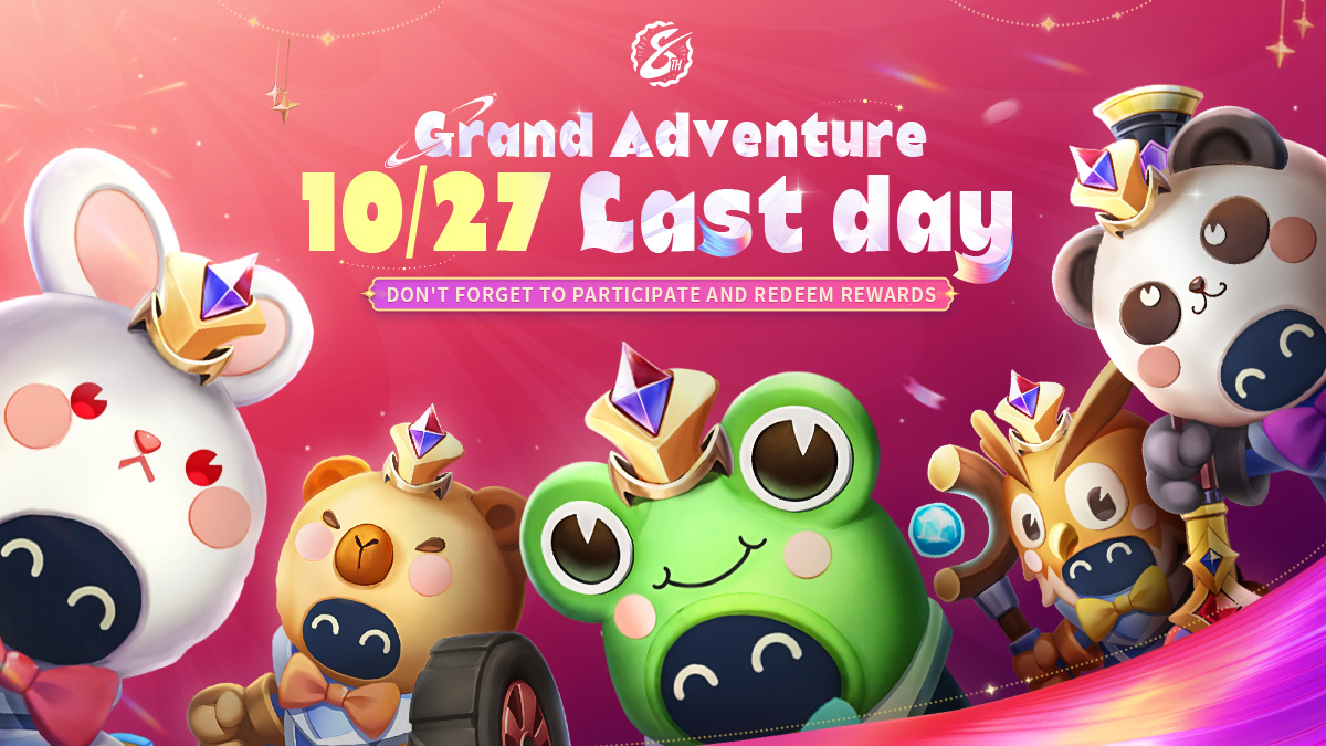 MobileLegendsOL's tweet photo. 🎲 The "Grand Adventure" event ends on 10/27!
Attention to those who still have a bunch of unused dice and unredeemed coins! 

#MobileLegendsBangBang
#MLBB8th https://t.co/8kdQOm6Jnm