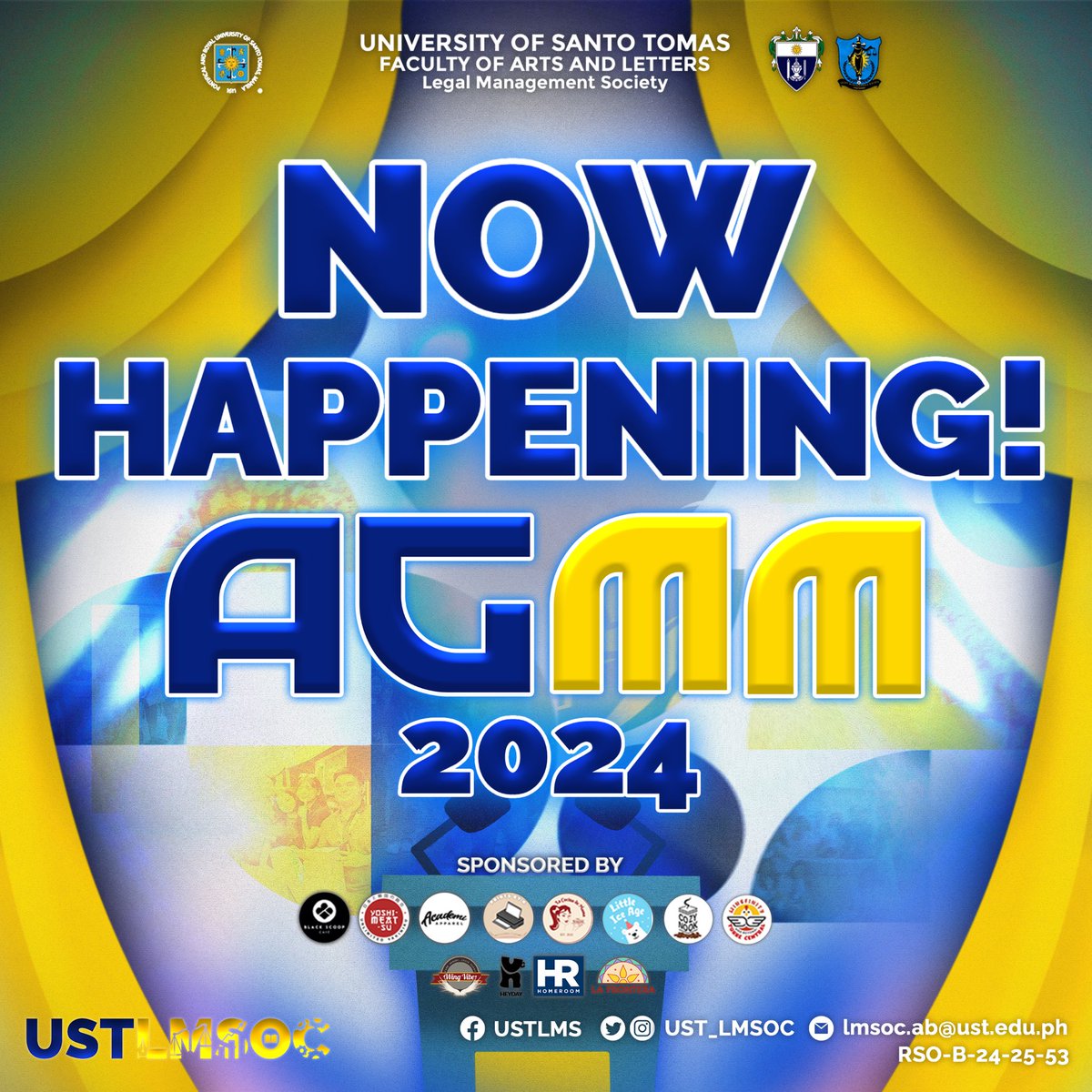 UST_LMSOC's tweet photo. 𝗡𝗢𝗪 𝗛𝗔𝗣𝗣𝗘𝗡𝗜𝗡𝗚: Mx. Con Ui and Mx. Duran has taken the stage, and we’re NOW ready to kick things off! 🎉 Let’s make the most of this day, Legal Management Society ⚖️ — let us enjoy every moment today! 

#AGMM2024
#RecalibratingExcellence https://t.co/dHkwH78yrZ