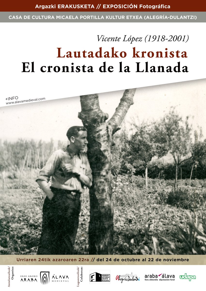 AlavaMedieval's tweet photo. Arrancamos la semana con la ilusión de presentaros un proyecto expositivo en el que hemos venido trabajando estos últimos meses: «El cronista de la Llanada. Vicente López (1918-2001)».

Una aproximación al legado fotográfico de este vecino de Alegría-Dulantzi, dentro HILO🧵⤵️ https://t.co/T9cj0wKcNe