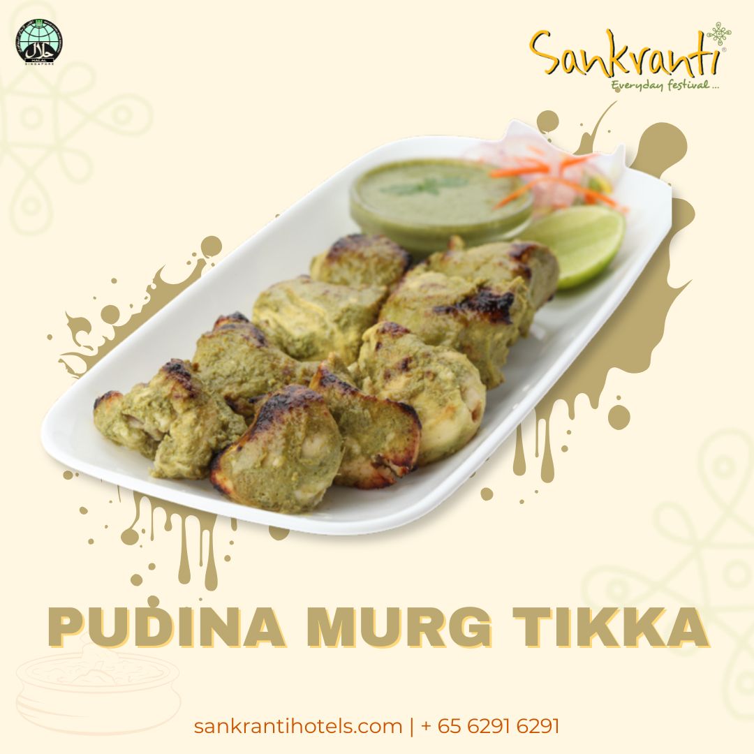 sankranti_sg's tweet photo. Get ready for a flavor explosion with our Pudina Murg Tikka! 🔥 Marinated in a blend of spices and grilled to perfection, this juicy chicken dish is perfect for spice lovers. 🍗

#Pudinamurgtikka #indainfood #singapore #SankrantiHotels #IndianRestaurantinSyedAlwi https://t.co/FA1C6FNy0k
