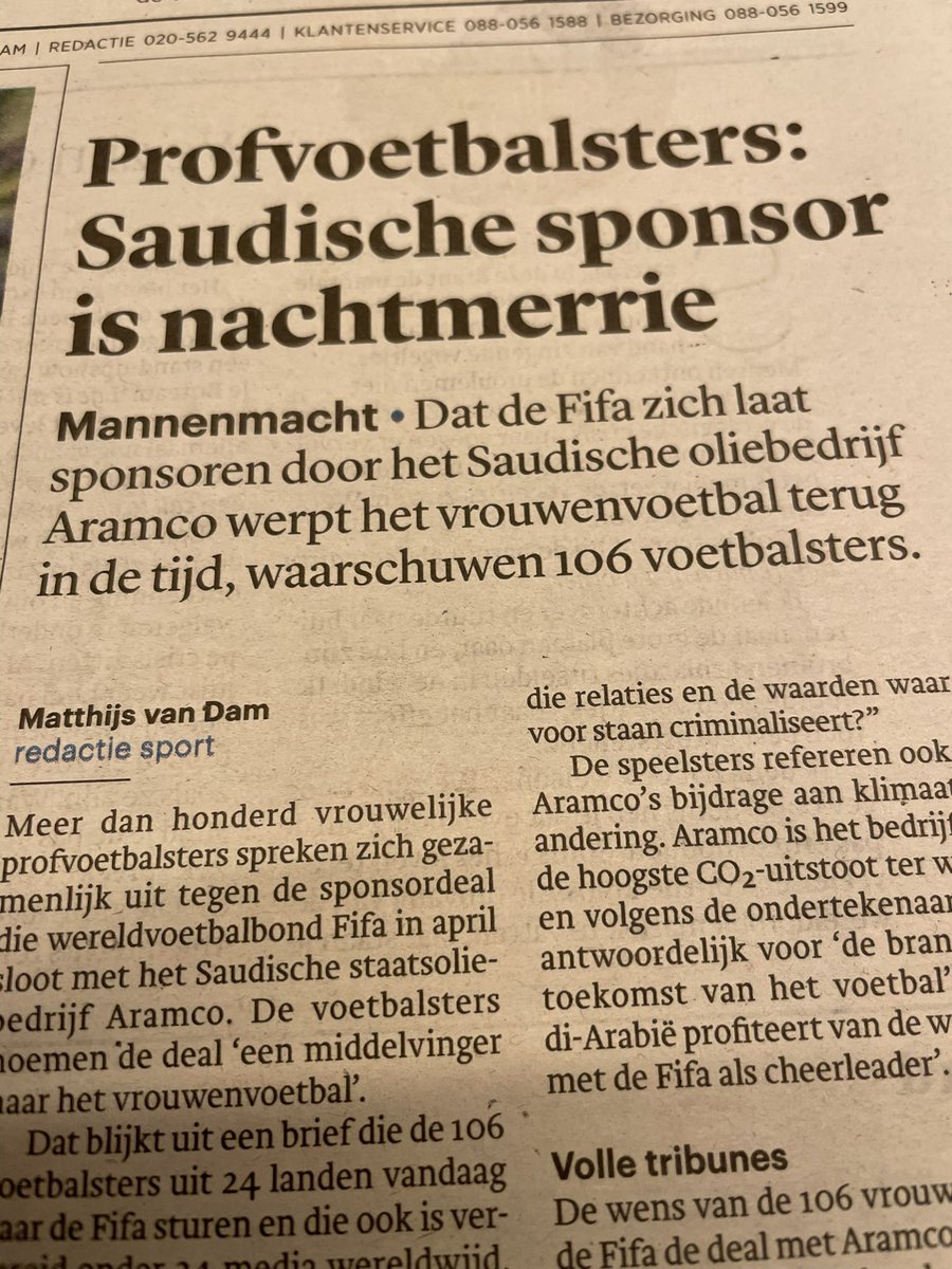 Waar blijft het protest van de mannen? (Bron: Trouw 21 okt)