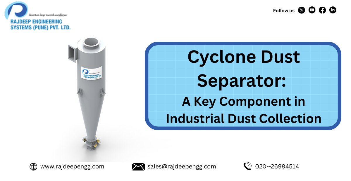 RajdeepSystems's tweet photo. 🌪️ Boost Efficiency with Cyclone Dust Separators! 🌪️

Struggling with dust and debris in your industrial processes? 

Learn more: https://t.co/POeKjfJBmP

#RajdeepEngineering #CycloneDustSeparator #DustControl #IndustrialSolutions #CleanAir #EngineeringInnovation https://t.co/p4itUQNuIC