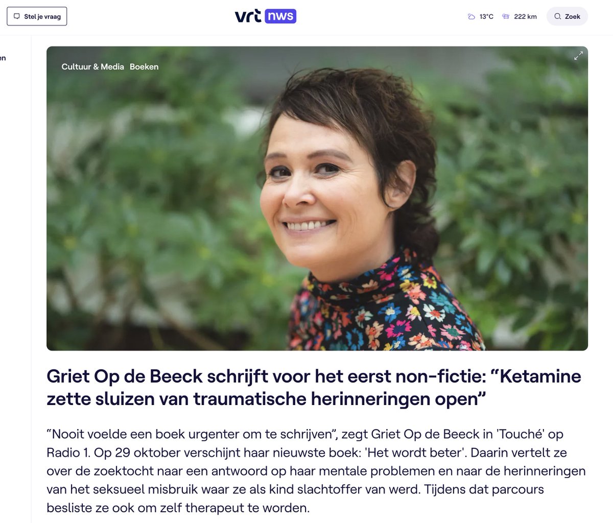 Elke maand opnieuw: beste <a href="/vrtnws/">VRT NWS</a>, BV's die Germanist zijn en 'psychotherapeut' spelen, kwetsbare mensen behandelen, dat is *illegaal*. (hallo FOD Volksgezondheid? Hoe lang nog?) Maak daar dus geen reclame voor. En zeker als ze dit doen met drugs. En teruggevonden verdrongen